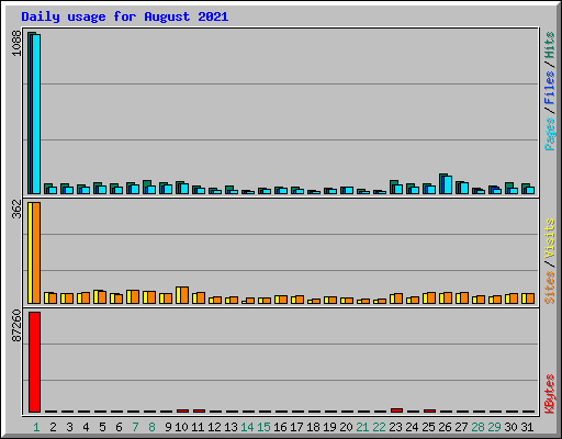 Daily usage for August 2021