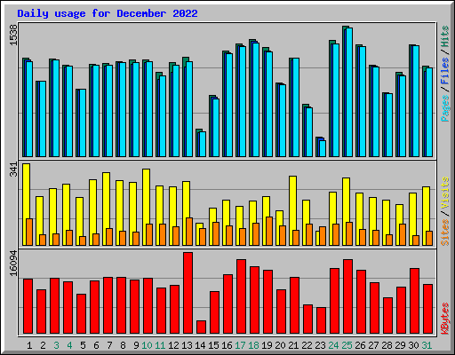 Daily usage for December 2022